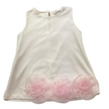 U+È Abito Tinta Unita Giromanica con Applicazioni per Bambina UE1825 BIANCO U+è 