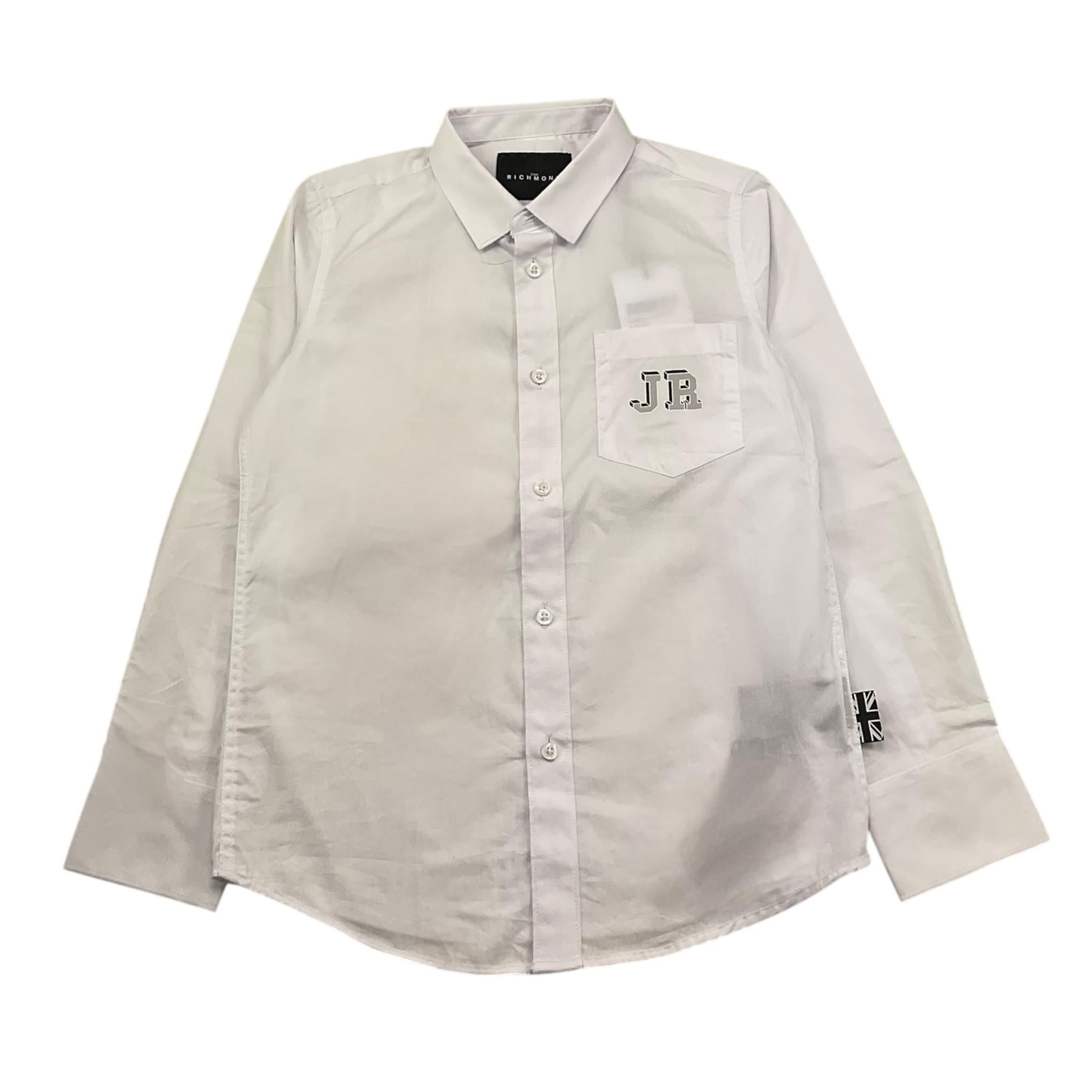 John Richmond Camicia Manica Lunga Tinta Unita con Logo per Bambino RBP25095CA BIANCO JOHN RICHMOND 