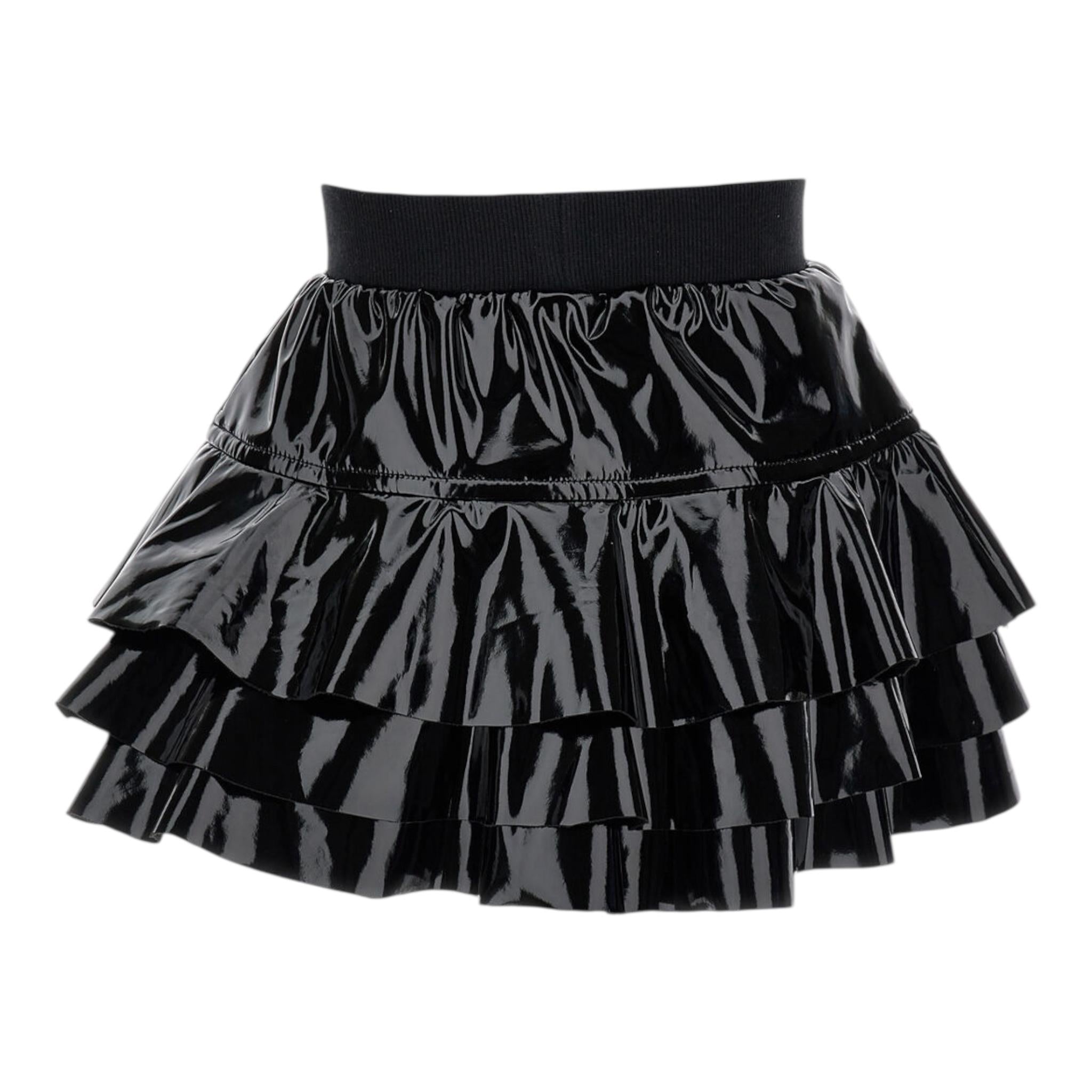 Monnalisa Gonna Tinta Unita In Ecopelle per Bambina 19D704 NERO MONNALISA 