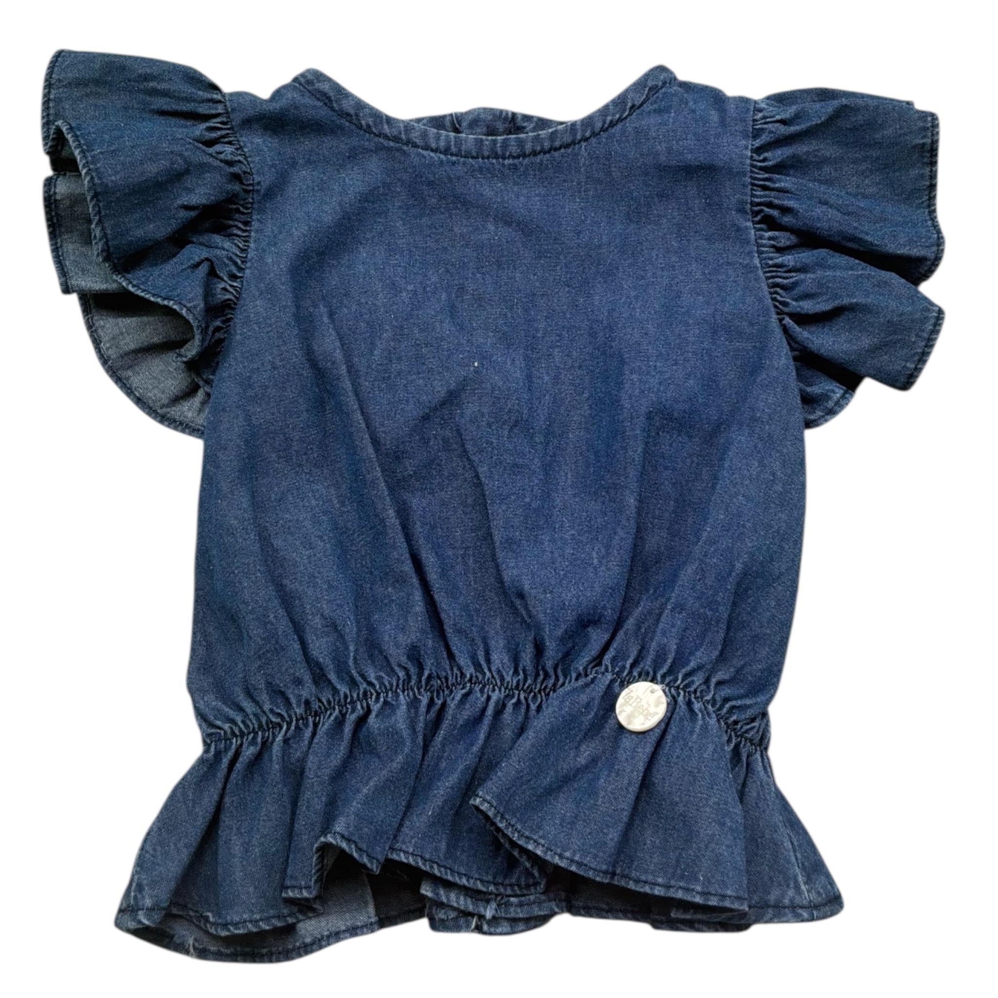 Le Bebe Camicia Giromanica Tinta Unita per Neonata LBG6420 BLU LE BEBE 