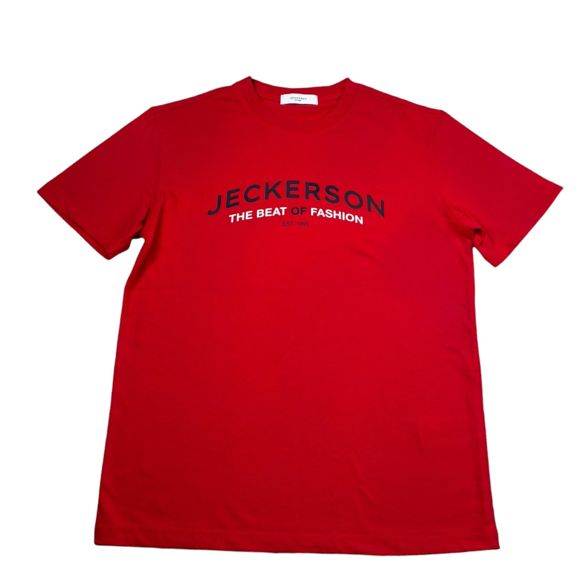 Jeckerson T-Shirt Girocollo Tinta Unita con Stampa per Bambino 118TJMJS25 ROSSO JECKERSON 