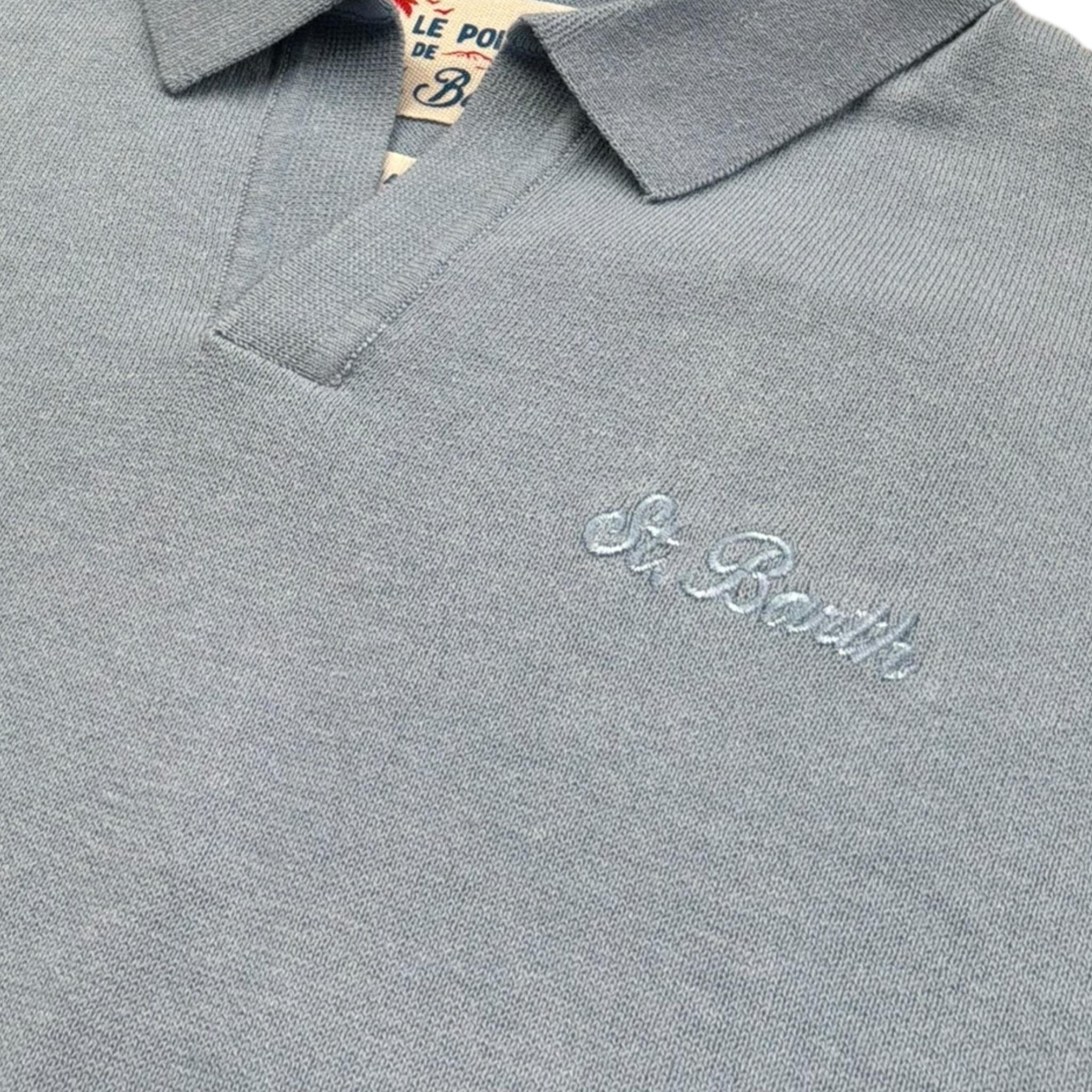 Saint Barth Polo Tinta Unita Mezza Manica per Bambino 00165L AZZURRO SAINT BARTH 