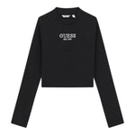 GUESS shirt tinta unita girocollo con logo Nero per Bambina J4YI49KBZP4X NERO GUESS 