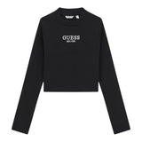GUESS shirt tinta unita girocollo con logo Nero per Bambina J4YI49KBZP4X NERO GUESS 