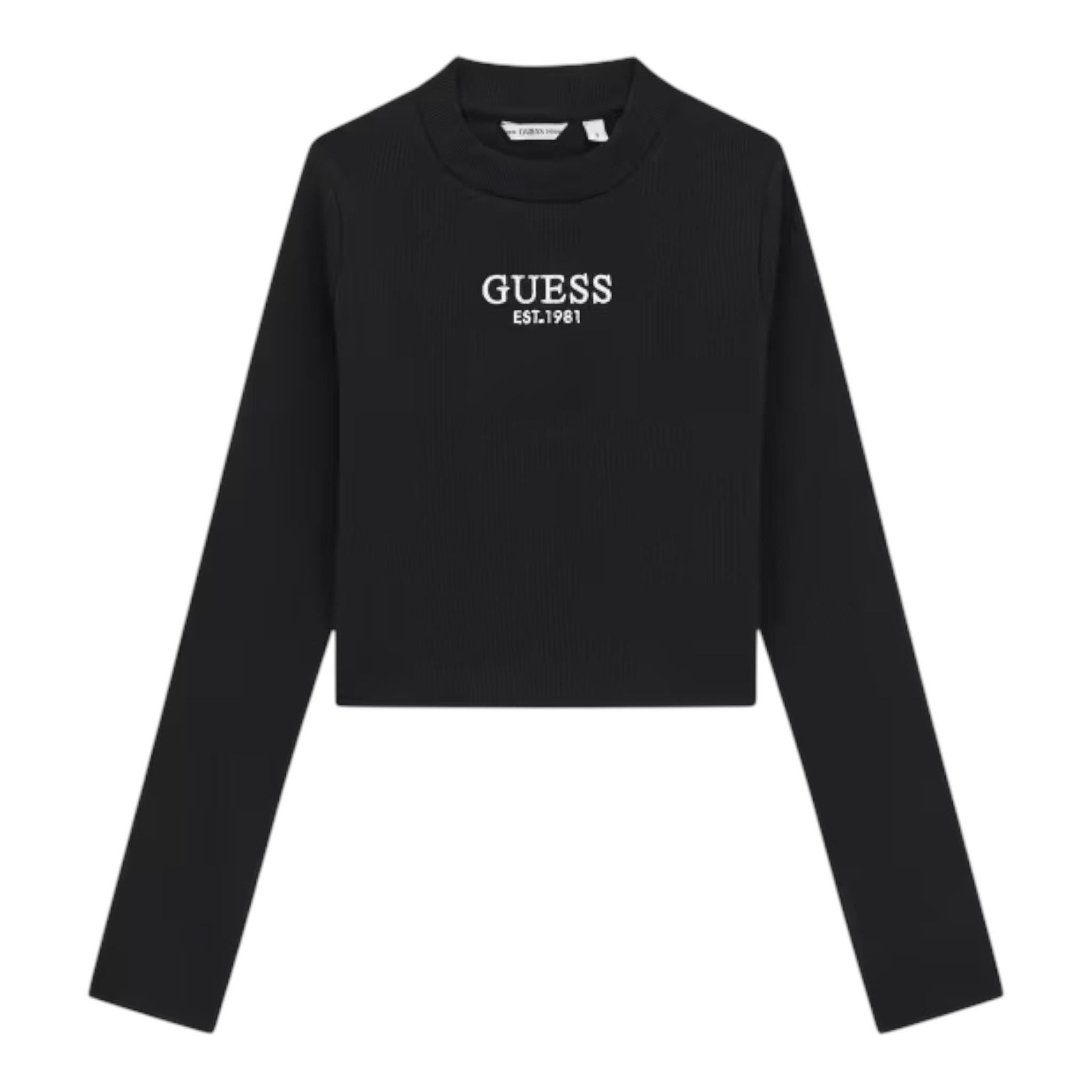 GUESS shirt tinta unita girocollo con logo Nero per Bambina J4YI49KBZP4X NERO GUESS 