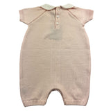 Little Bear Pagliaccetto Mezza Manica Tinta Unita Con Colletto In Contrasto Rosa Per Neonata