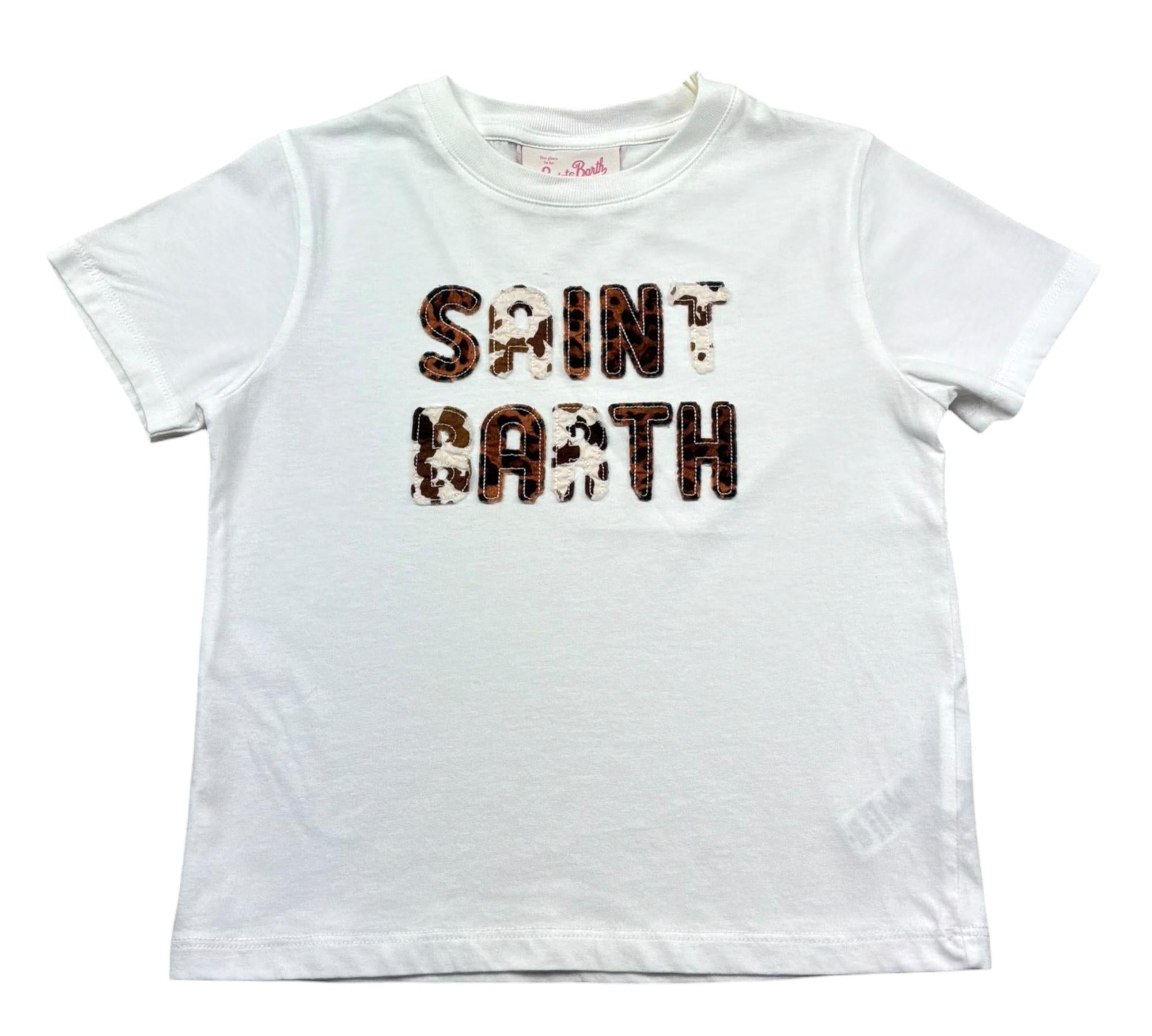 Saint Barth T-Shirt Girocollo Tinta Unita con Stampa per Bambina SB01N BIANCO SAINT BARTH 