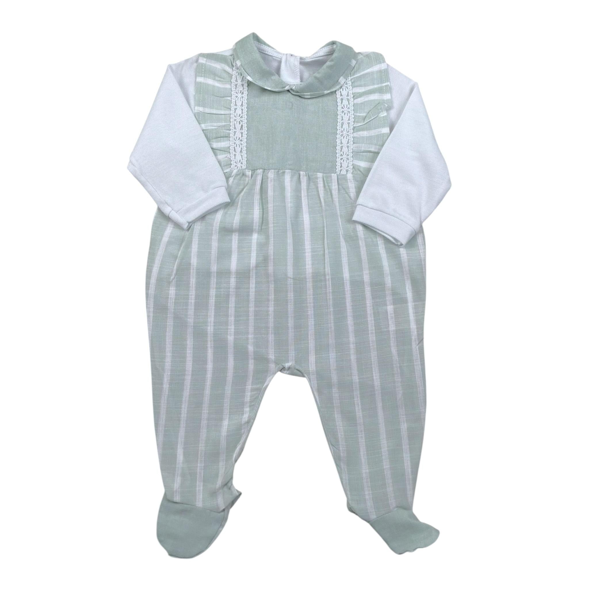 Babyvip Tutina Bicolore con Fantasia A Righe per Neonata T2859 BIANCO/VERDE BABYVIP 
