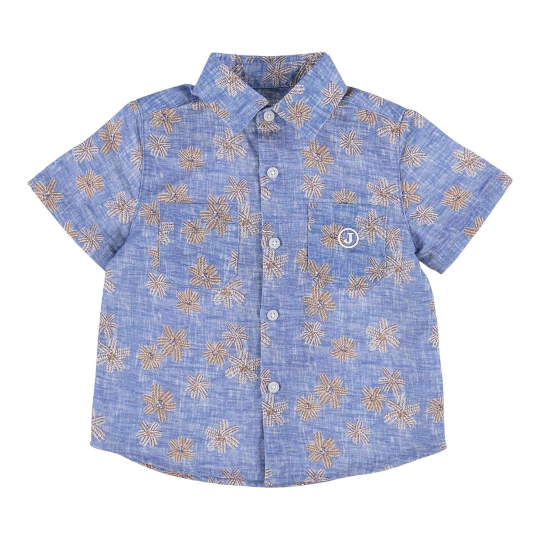 Jeckerson Camicia Mezza Manica Tinta Unita con Stampa per Neonato JN3424 AZZURRO JECKERSON 