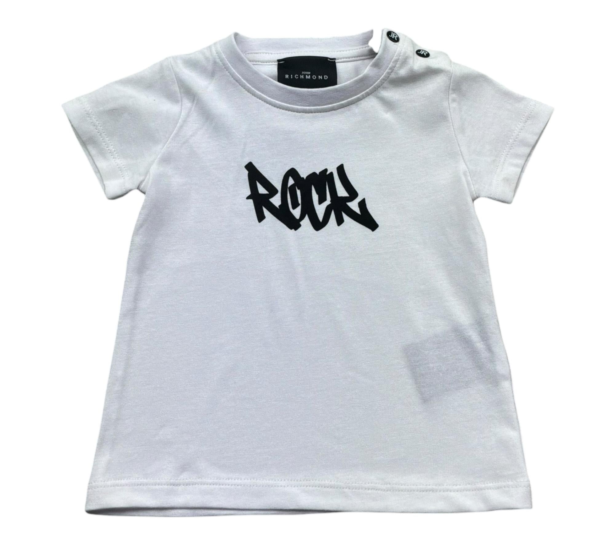 John Richmond T-Shirt Girocollo Tinta Unita con Stampa per Neonato RIP26055TS BIANCO JOHN RICHMOND 