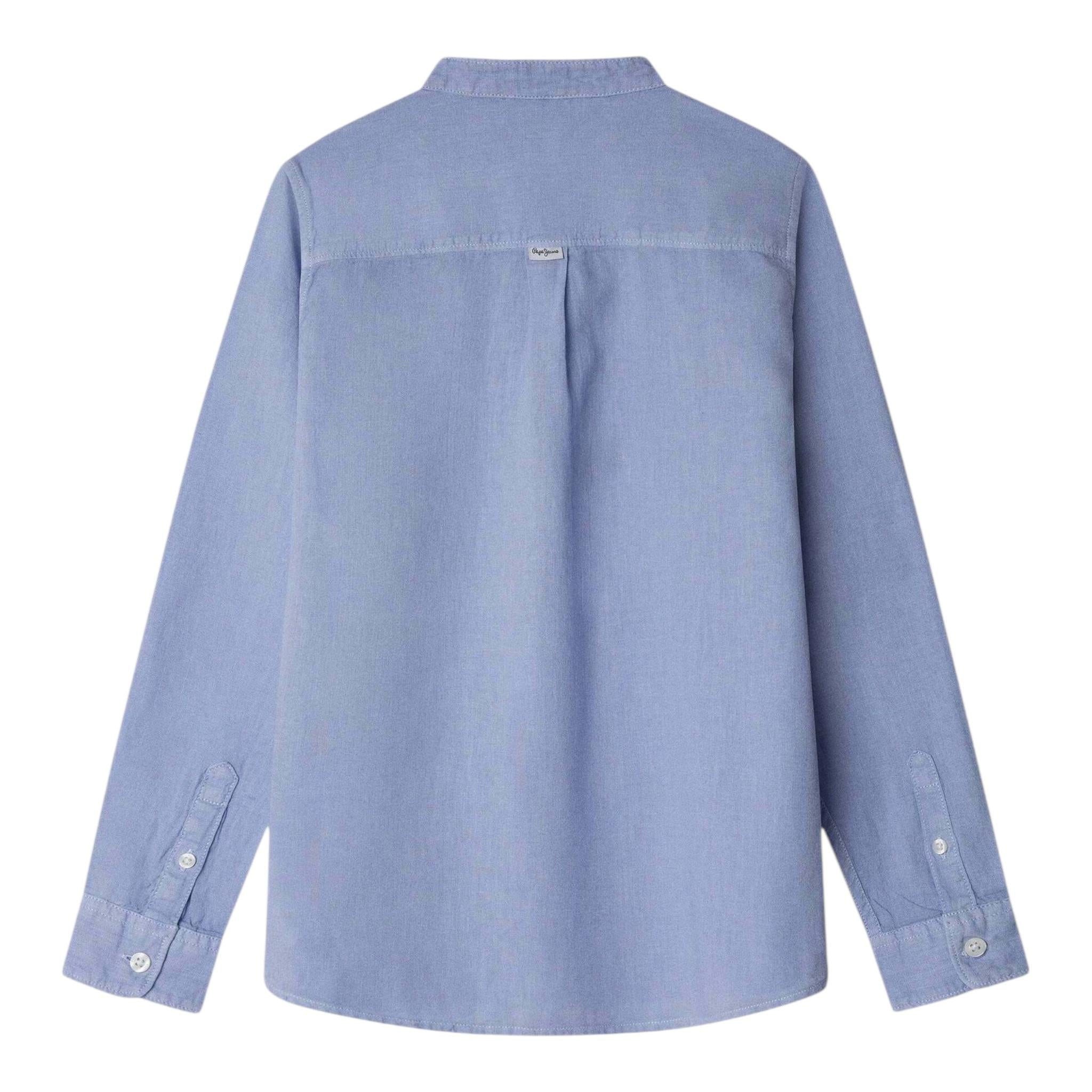Pepe Jeans Camicia Manica Lunga Tinta Unita con Collo Coreano per Bambino PB302703 AZZURRO PEPE JEANS 