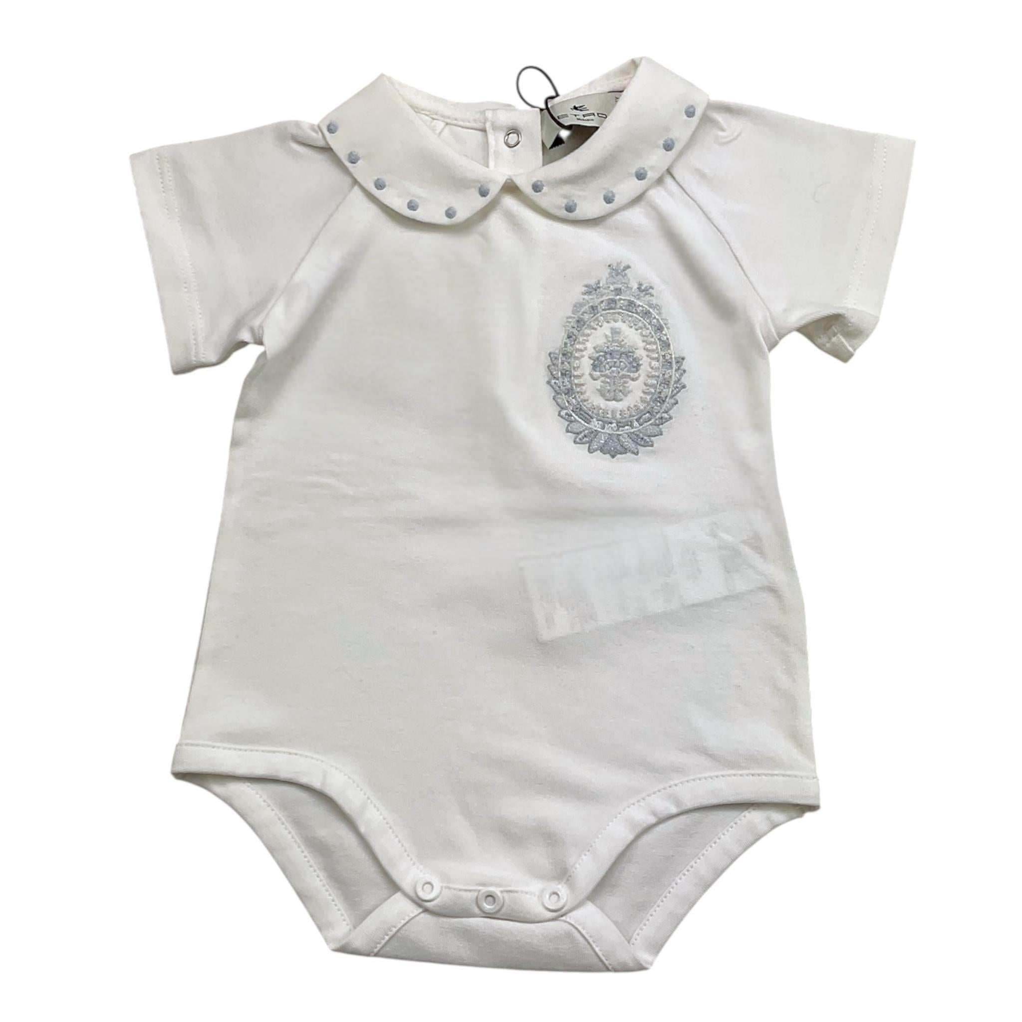 Etro Body Tinta Unita Mezza Manica con Colletto per Neonata GUA521 BIANCO ETRO 
