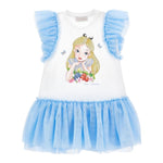 Monnalisa Abito Bicolore con Stampa E Brillantini per Neonata 19E918NX BIANCO MONNALISA 