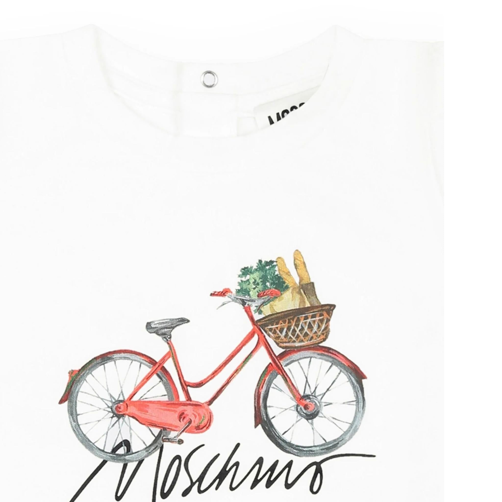 Moschino T-Shirt Girocollo Tinta Unita con Stampa per Neonata MDM03M BIANCO MOSCHINO 