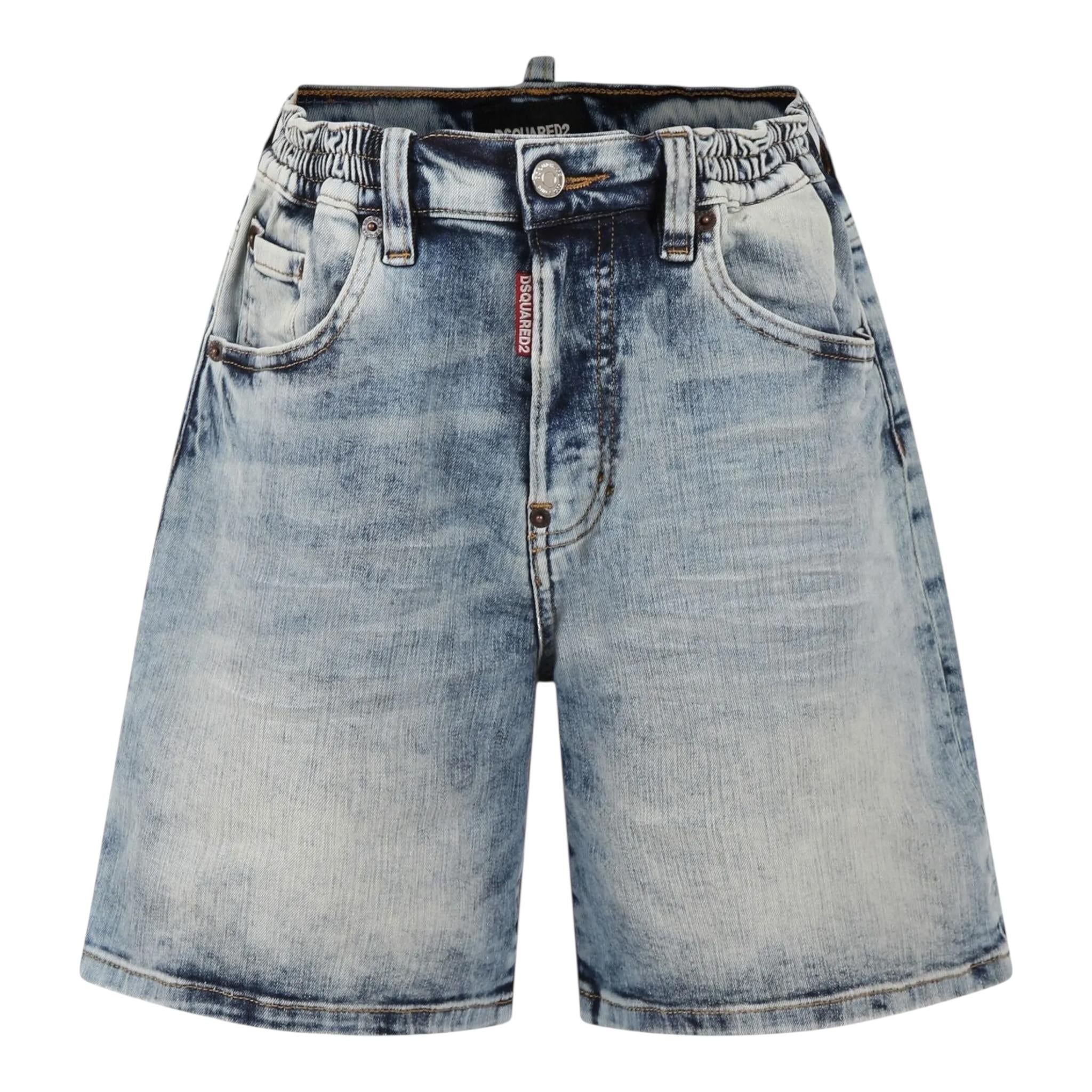 Dsquared2 Bermuda In Denim tinta unita Azzurro per Bambino DQ2828X AZZURRO DSQUARED2 