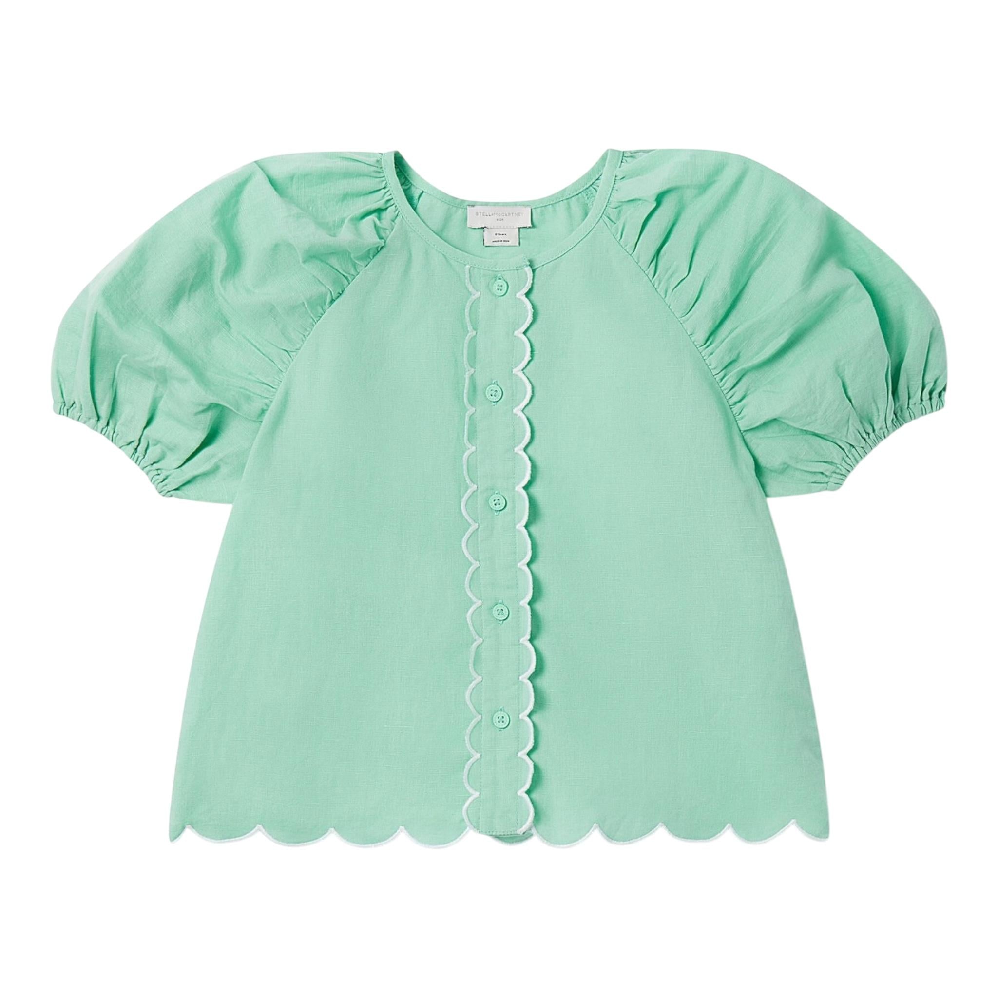 Stella Mccartney Camicia Tinta Unita con Ricami per Bambina TU5A63 VERDE STELLA McCARTNEY 