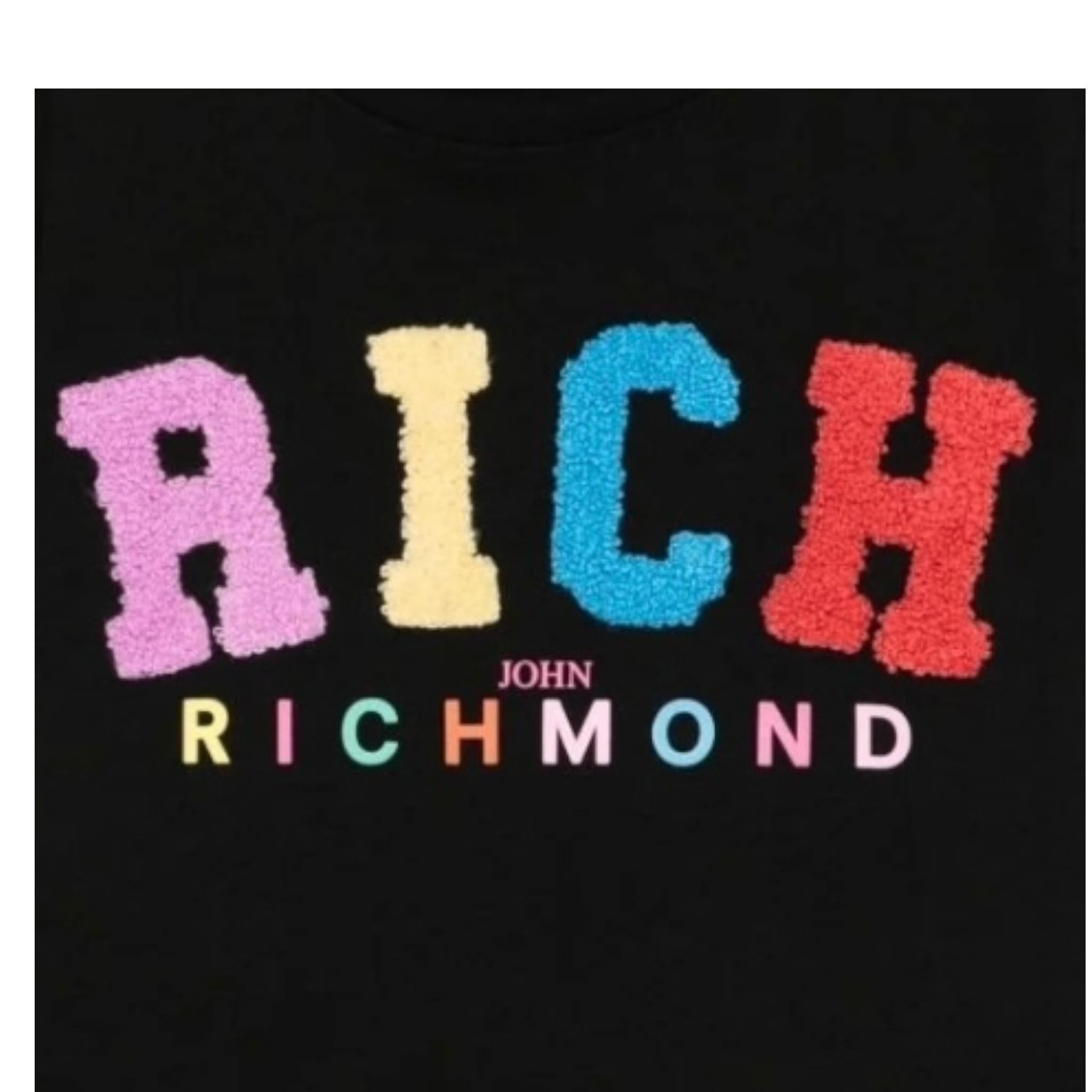 John Richmond T-Shirt Girocollo Tinta Unita con Stampa per Bambina RGP25139TSX NERO JOHN RICHMOND 