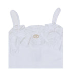Twinset Top A Bretelle Tinta Unita con Ricami per Bambina 251GJ2QR5X BIANCO TWINSET 