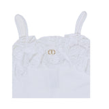 Twinset Top A Bretelle Tinta Unita con Ricami per Bambina 251GJ2QR5X BIANCO TWINSET 