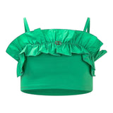 Twinset Top A Bretelline Tinta Unita Con Rouches Verde Per Bambina