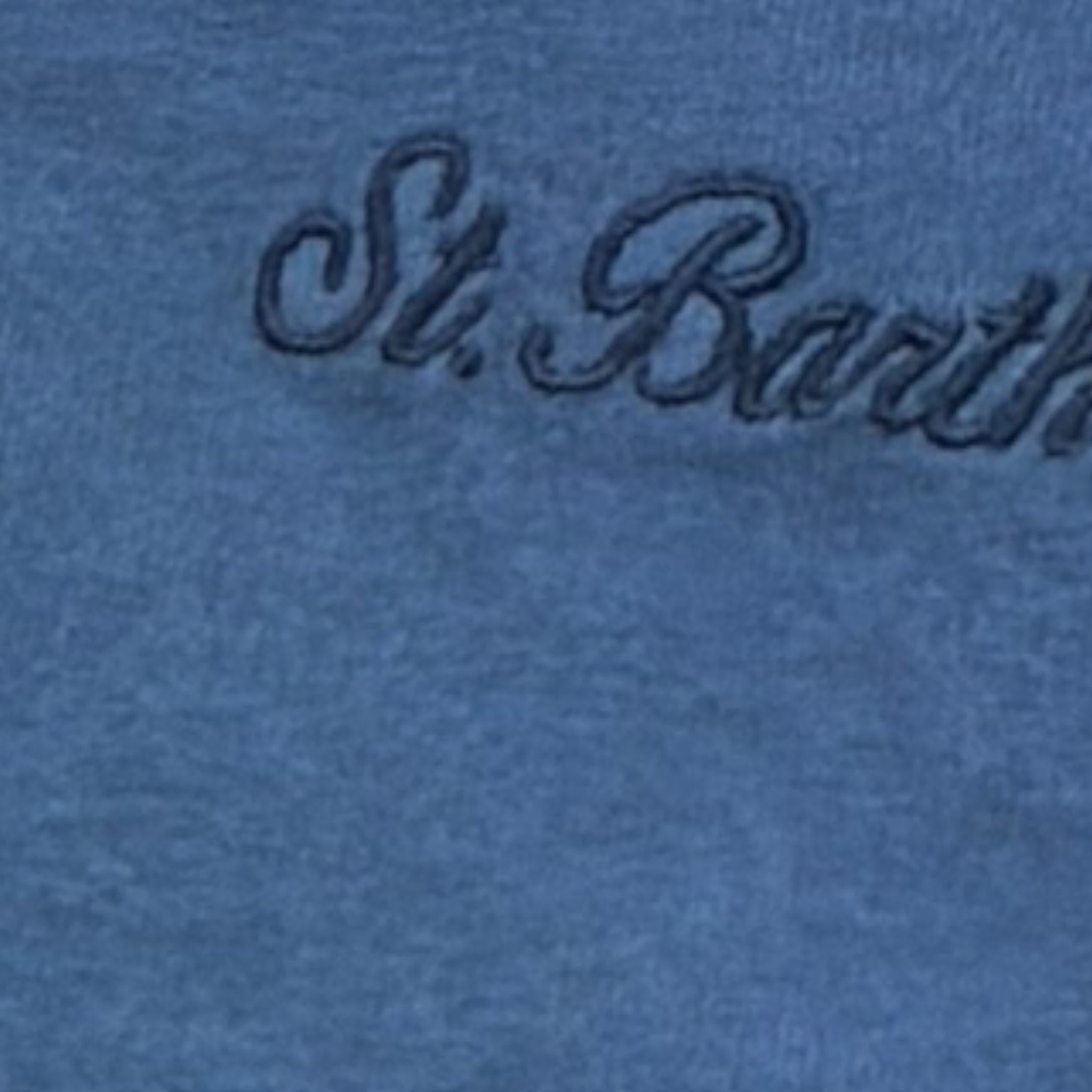 Saint Barth Polo Manica Lunga Tinta Unita per Bambino 00874L BLU SAINT BARTH 