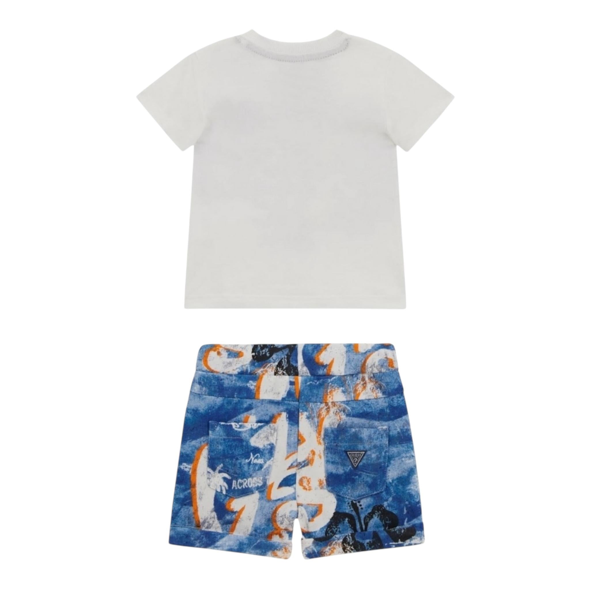 Guess Completo Tinta Unita 2 Pezzi T-Shirts-Bermuda per Neonato I5GG13K8HM4 BIANCO GUESS 