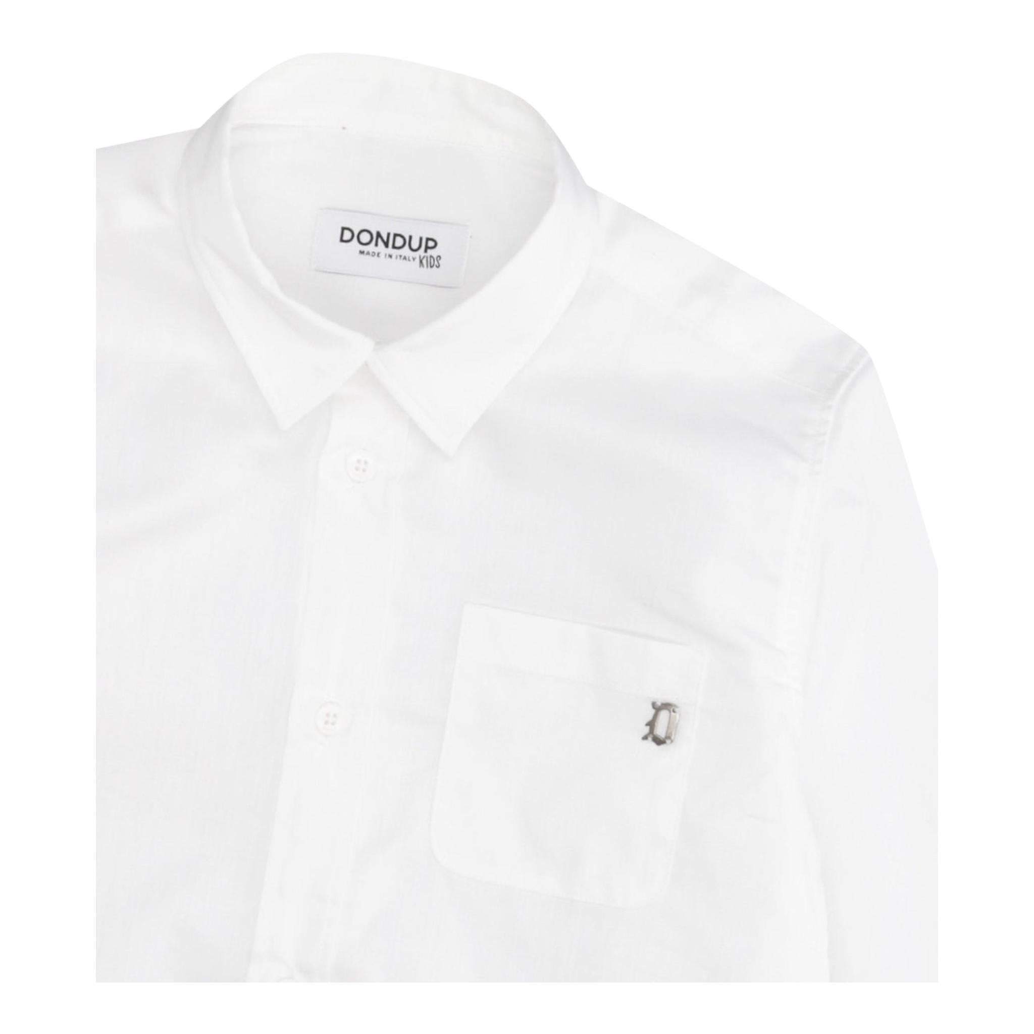 DONDUP camicia manica lunga tinta unita cn taschino Bianco per Bambino DMCA003 BIANCO DONDUP 
