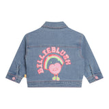 Billieblush Giubbino In Denim Tinta Unita Con Stampa Azzurro Per Neonata