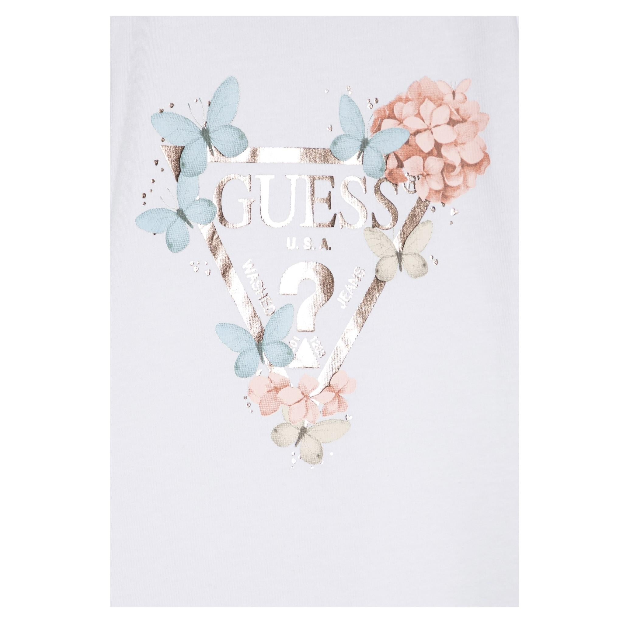 Guess T-Shirt Girocollo Tinta Unita con Logo per Neonata A5RI03K6YW4XX BIANCO GUESS 