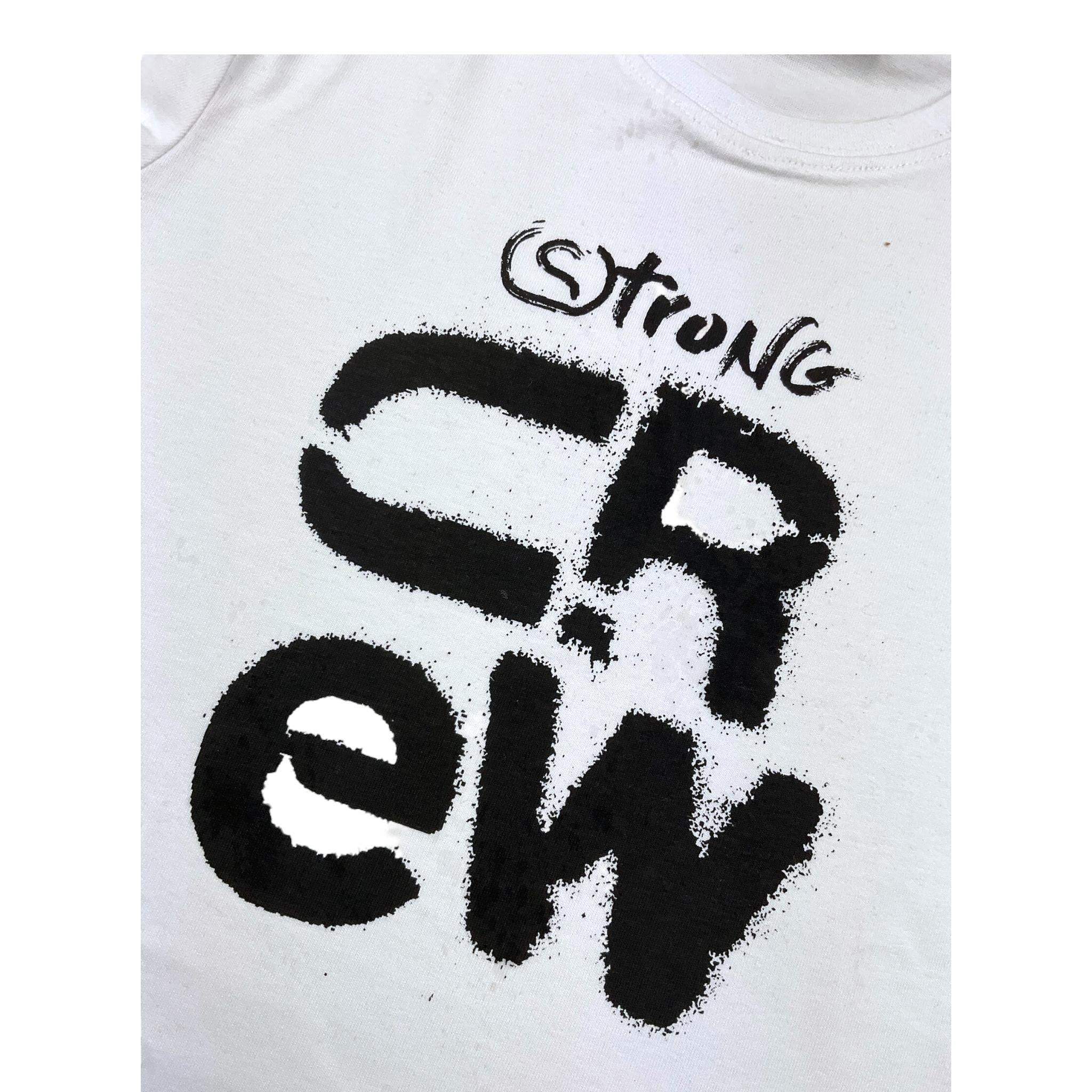 SARABANDA shirt girocollo tinta unita con stampa in contrasto Bianco per Bambino A403 BIANCO SARABANDA 