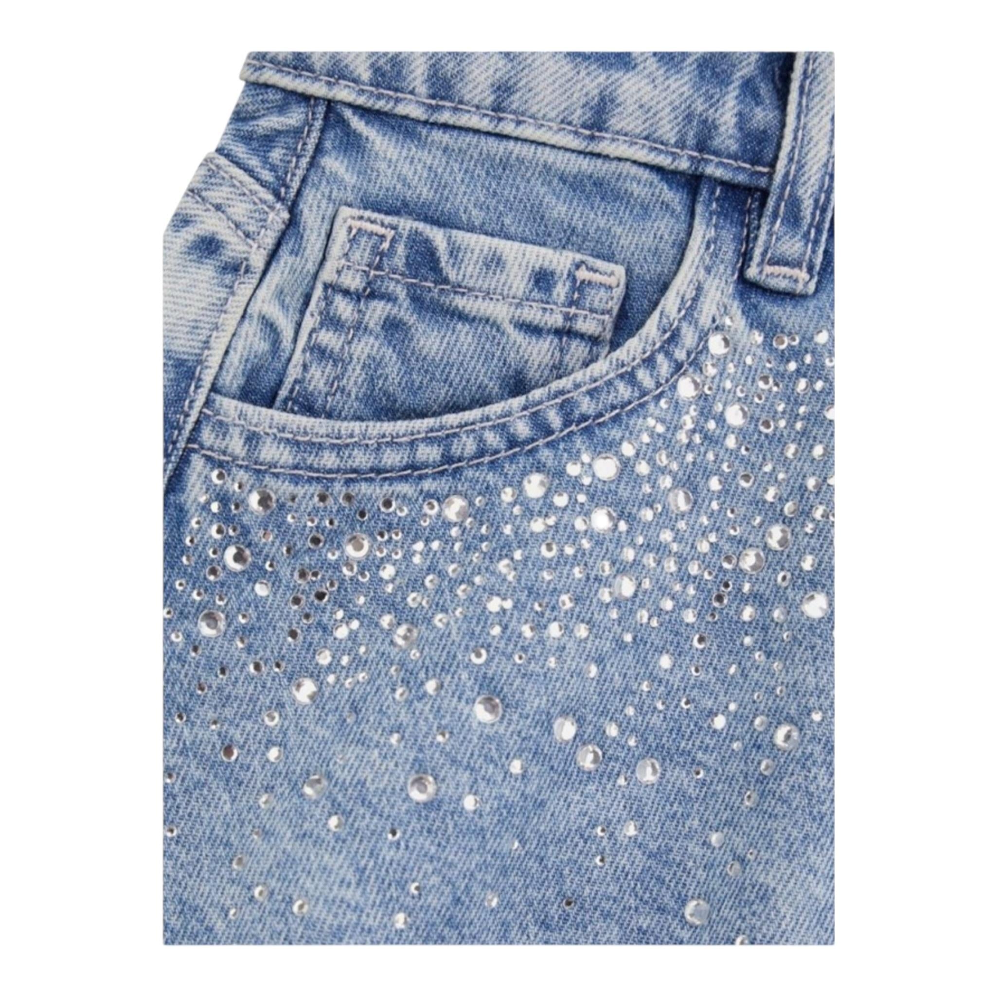 Guess Short In Denim Tinta Unita con Brillantini per Bambina J5GD42D45E0 AZZURRO GUESS 