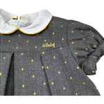 Le Bebe Abito Mezza Manica Tinta Unita con Colletto per Bambina LBG0424J GRIGIO LE BEBE 