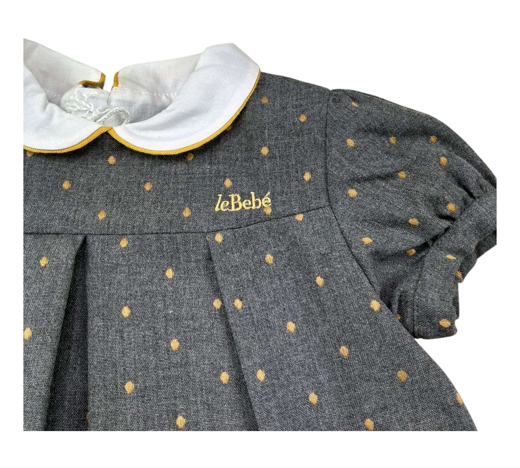 Le Bebe Abito Mezza Manica Tinta Unita con Colletto per Bambina LBG0424J GRIGIO LE BEBE 