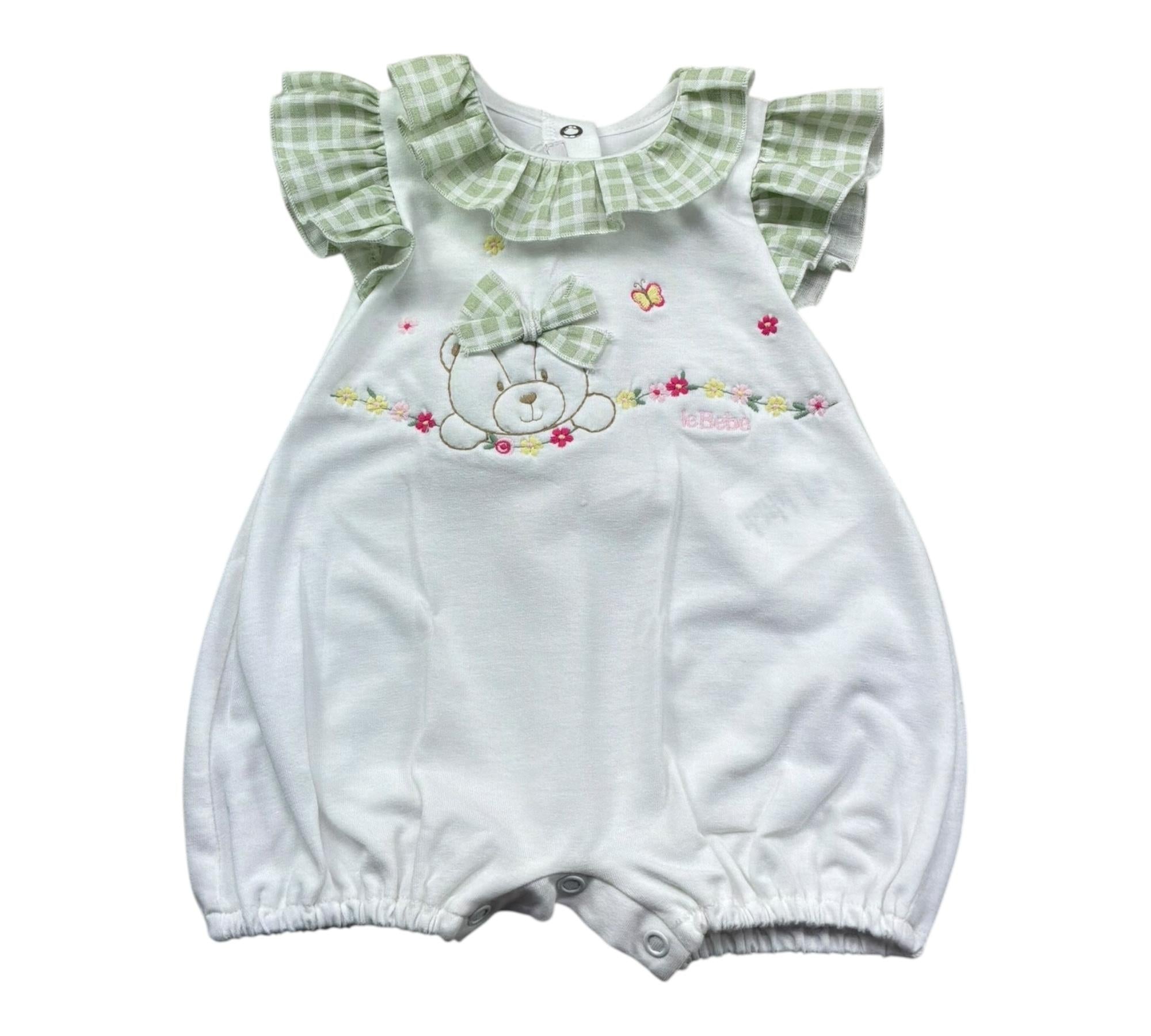 Le Bebe Pagliaccetto Mezza Manica Tinta Unita per Neonata LBG6232 BIANCO LE BEBE 