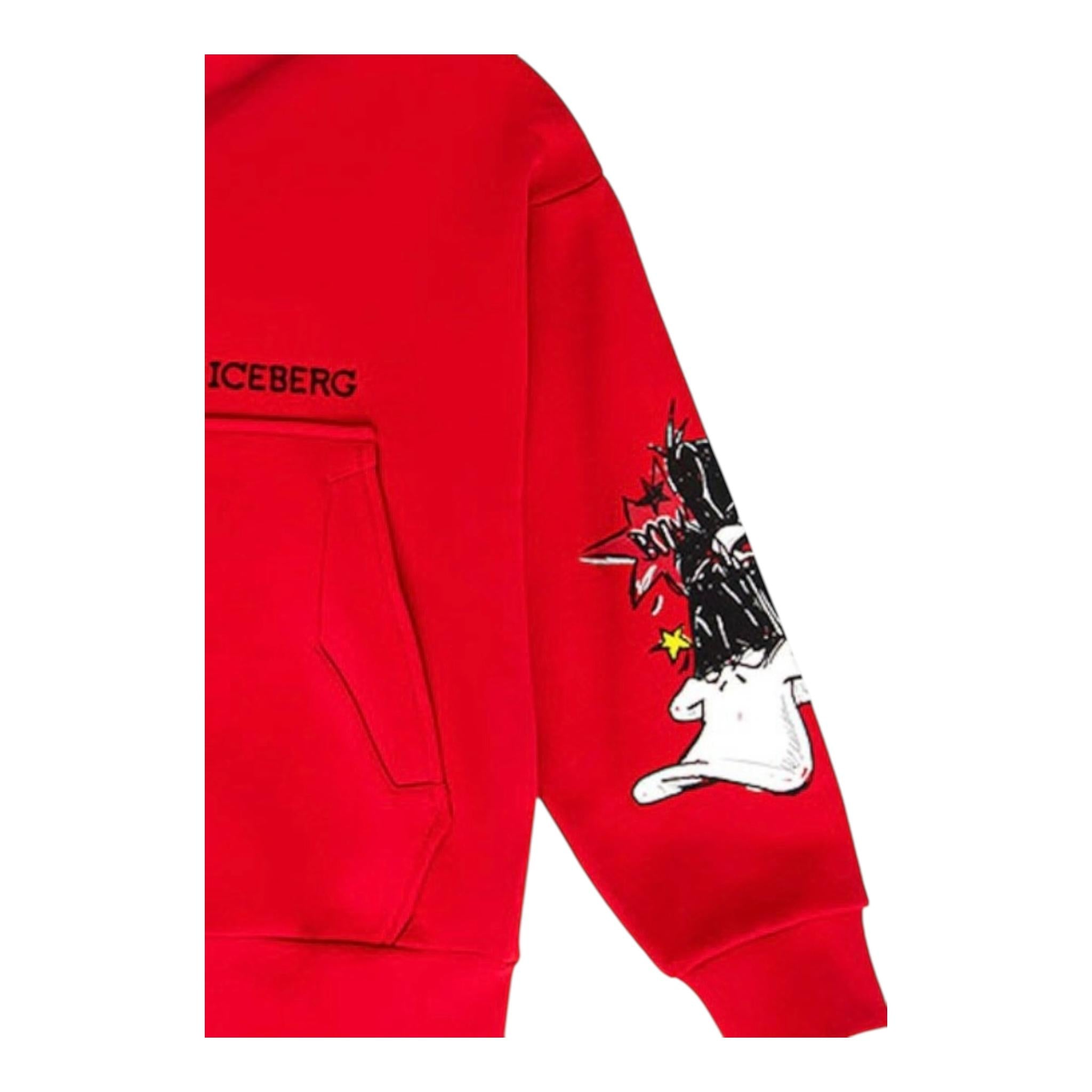Iceberg Felpa Tinta Unita con Cappuccio E Stampa per Bambino MFICE5105J ROSSO ICEBERG 