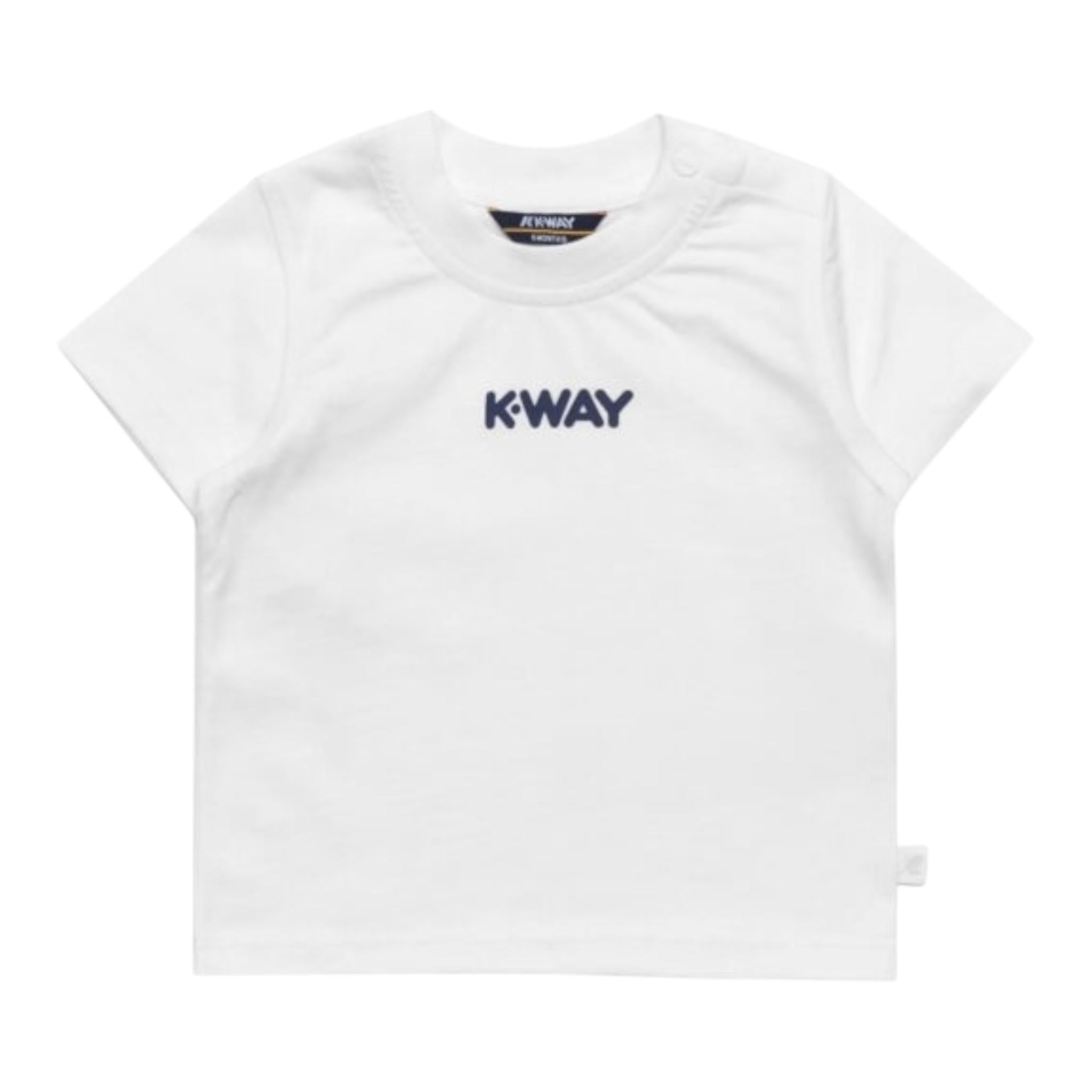 K-Way T-Shirt Girocollo Tinta Unita con Logo per Neonato K11613WXX BIANCO K-WAY 