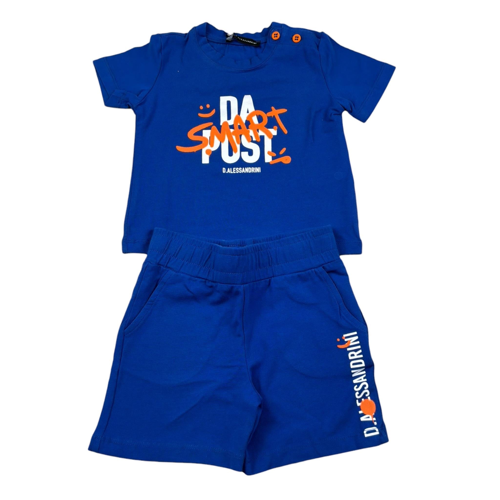 Daniele Alessandrini Completo Tinta Unita T-Shirt-Bermuda per Neonato 1296K00282X COBALTO DANIELE ALESSANDRINI 
