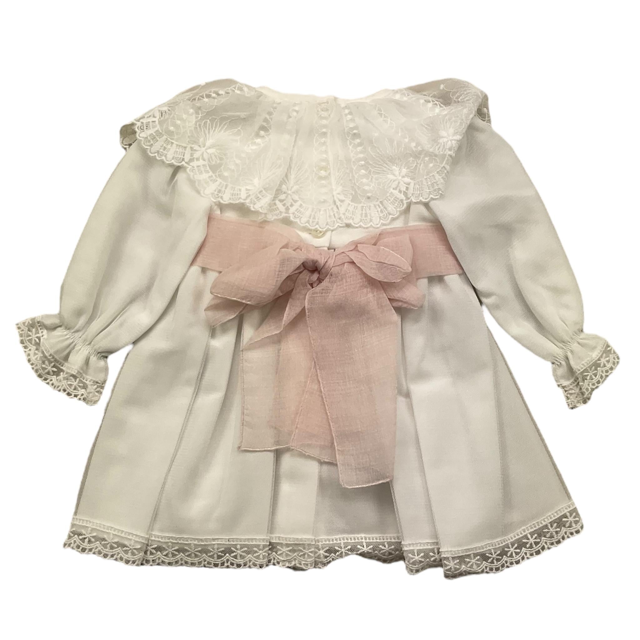 GRANLEI abito manica lunga tinta unita con cinturino in contrasto Bianco per Neonata 224106 BIANCO GRANLEI 