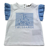 Trussardi T-Shirt Girocollo Tinta Unita con Maniche In Contrasto per Neonata TIP26128TS BIANCO TRUSSARDI 