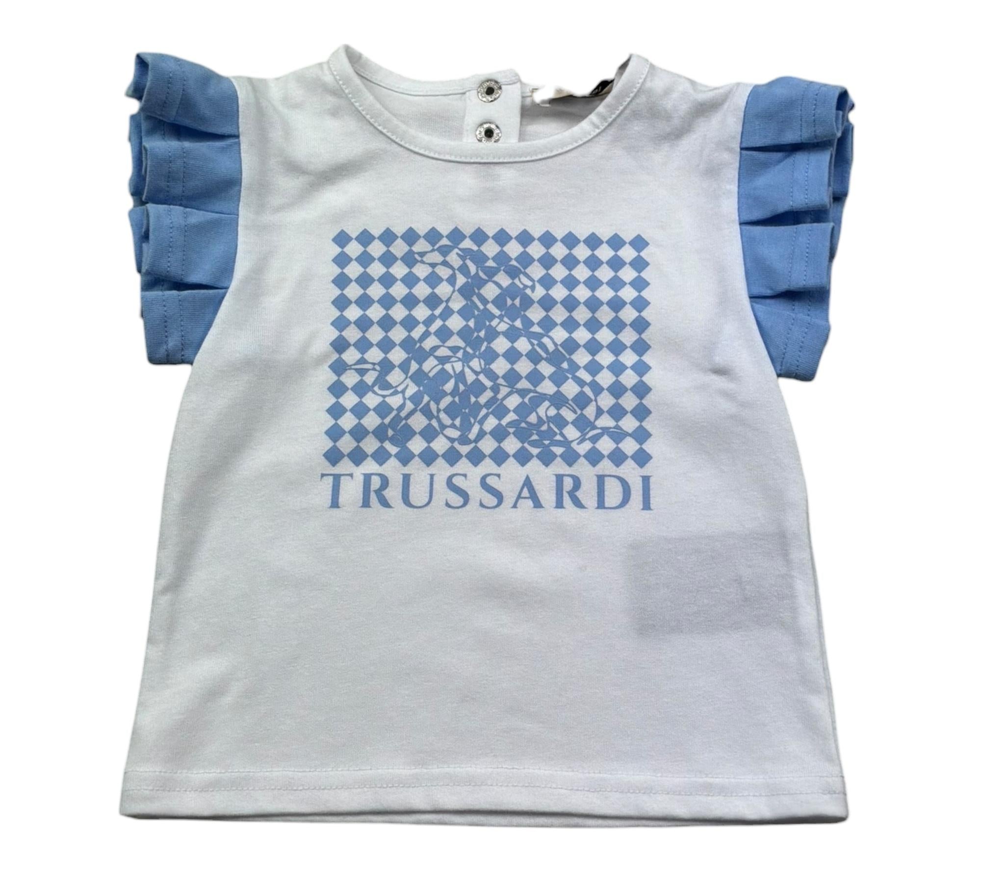 Trussardi T-Shirt Girocollo Tinta Unita con Maniche In Contrasto per Neonata TIP26128TS BIANCO TRUSSARDI 