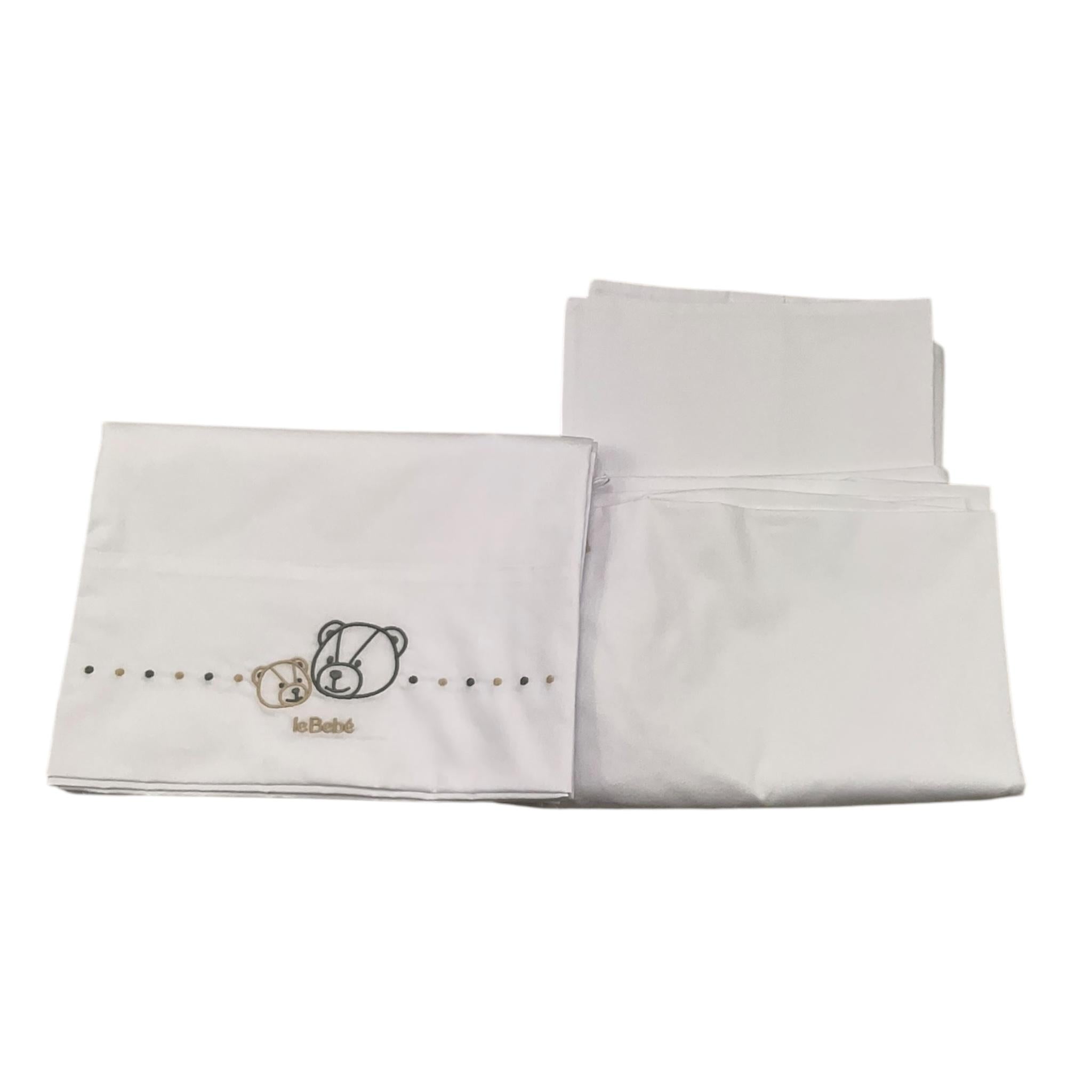 LE BEBE' set 3 pezzi lenzuola tinta unita cn ricami Bianco per Neonato LBB5088 BIANCO LE BEBE' 