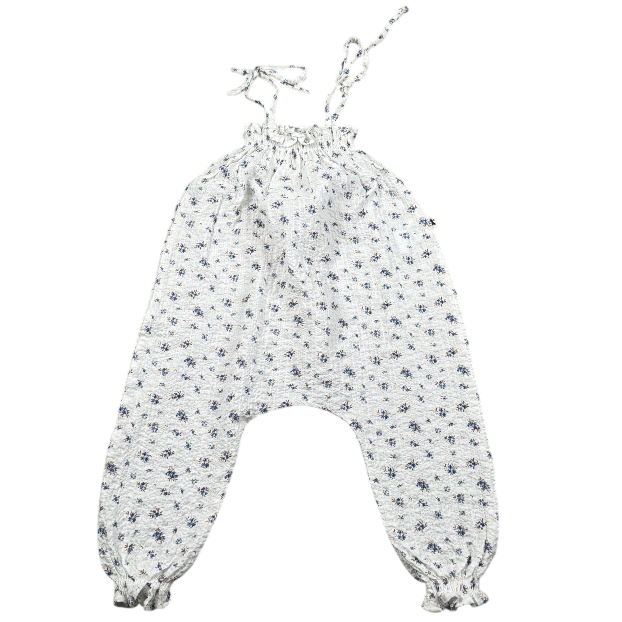 Petit Indi Tuta Intera Tinta Unita con Stampa Fiori per Neonata SS25B1235 BIANCO PETIT INDI 