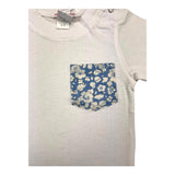 Pesciolino Rosso T-Shirt Girocollo Tinta Unita Con Taschino In Contrasto Bianco Per Neonato