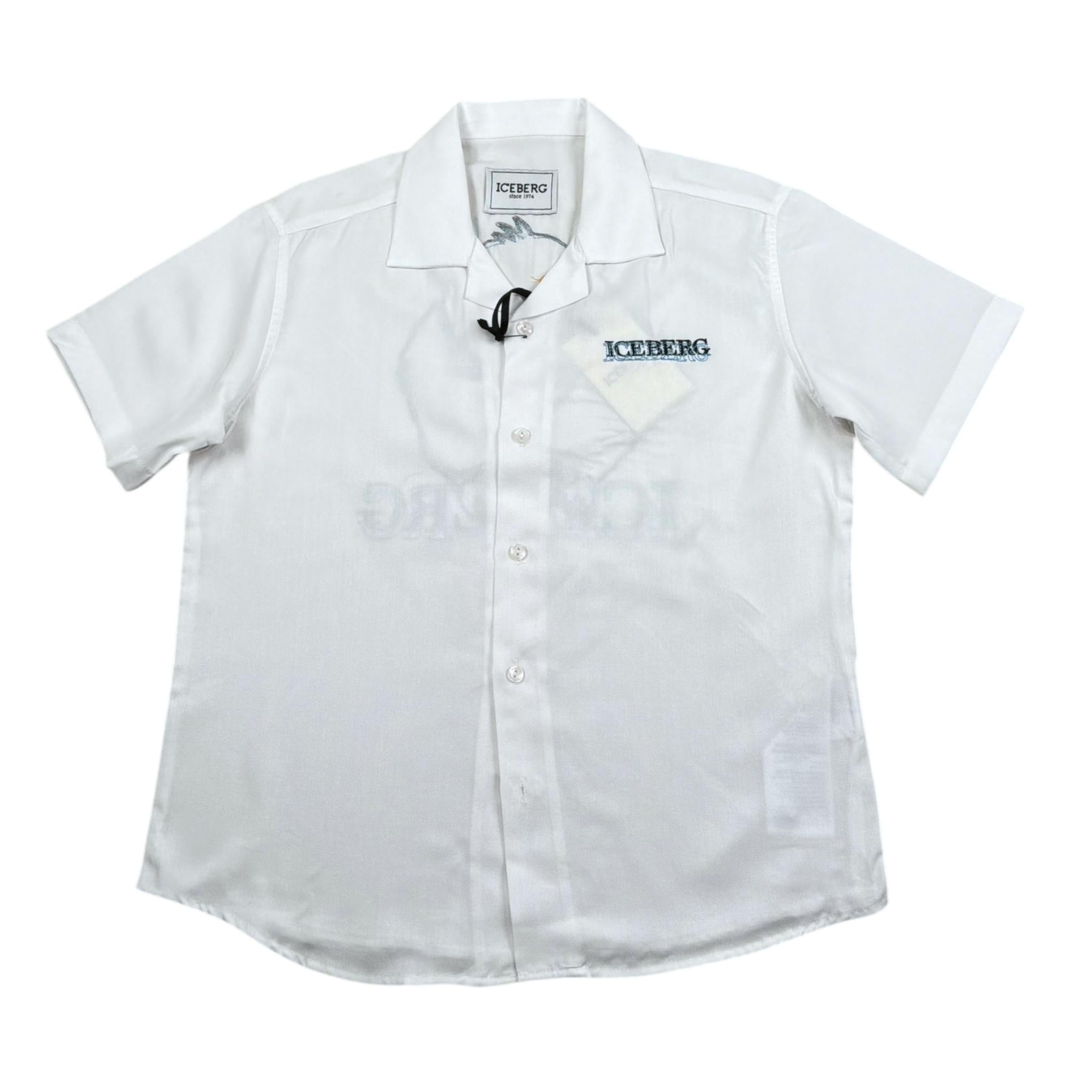 Iceberg Camicia Mezza Manica Tinta Unita con Stampa per Bambino CMICE5104JX BIANCO ICEBERG 
