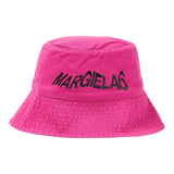 Maison Margiela Cappello Modello Pescatore Tinta Unita Con Stampa Logo Fuxia Per Bambina