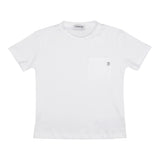 Dondup T-Shirt Girocollo Tinta Unita con Taschino per Bambino DMTS039 BIANCO DONDUP 