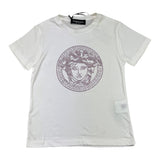 Versace T-Shirt Tinta Unita Con Brillantini Bianco Per Bambina