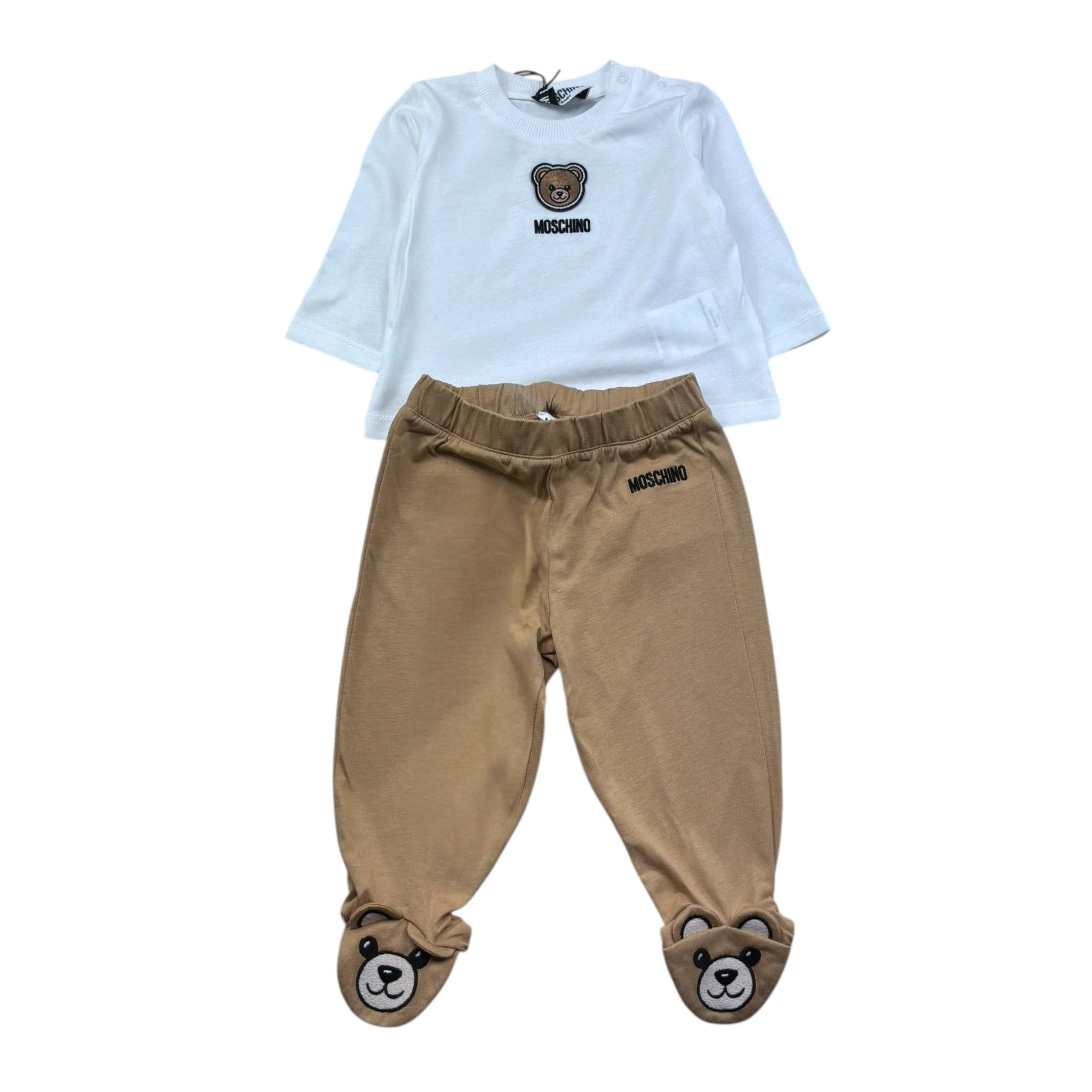 Moschino Completo 2 Pezzi Pagliaccetto-Shirts per Neonato MUK05J BIANCO MOSCHINO 