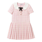 SELF-PORTRAIT abito mezza manica tinta unita cn colletto e fiocco in contrasto Rosa per Bambina PF24725S ROSA SELF-PORTRAIT 