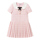 SELF-PORTRAIT abito mezza manica tinta unita cn colletto e fiocco in contrasto Rosa per Bambina PF24725S ROSA SELF-PORTRAIT 